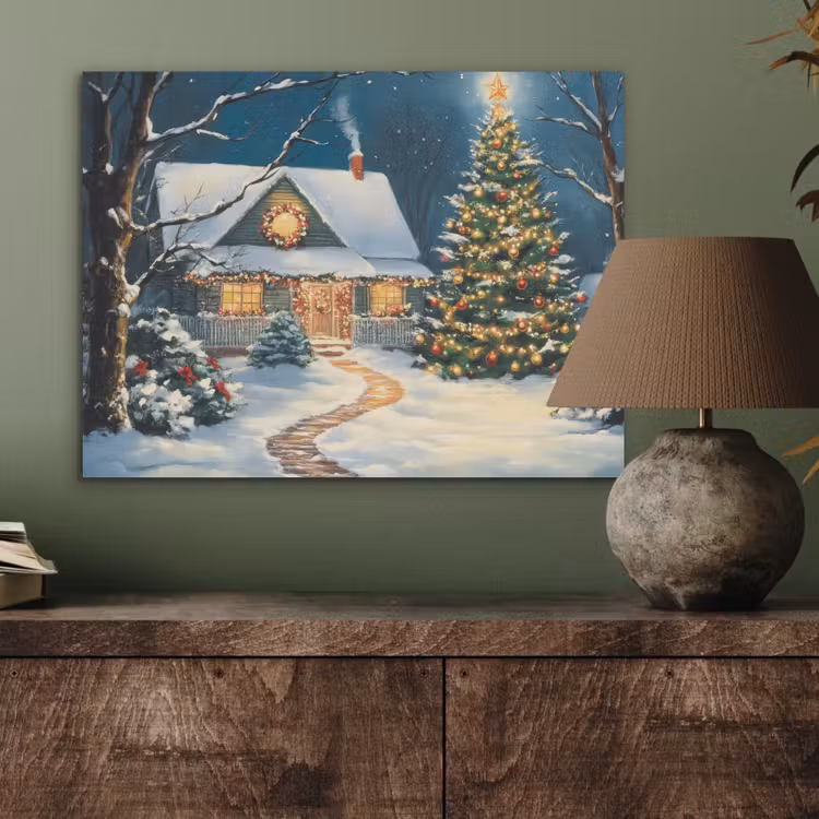 Kerst - Kerstboom - Winter - Huis - Sneeuw PET vilt klein -sfeer2