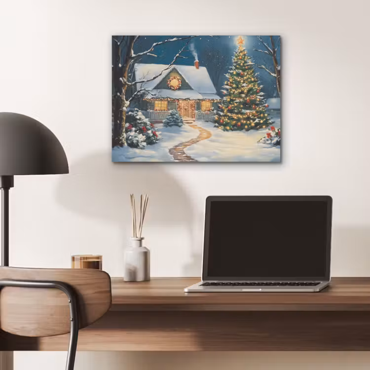 Kerst - Kerstboom - Winter - Huis - Sneeuw PET vilt klein -sfeer5