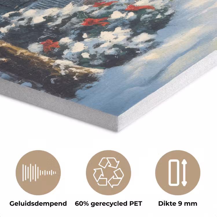 Kerst - Kerstboom - Winter - Huis - Sneeuw PET vilt klein -closeup_NL