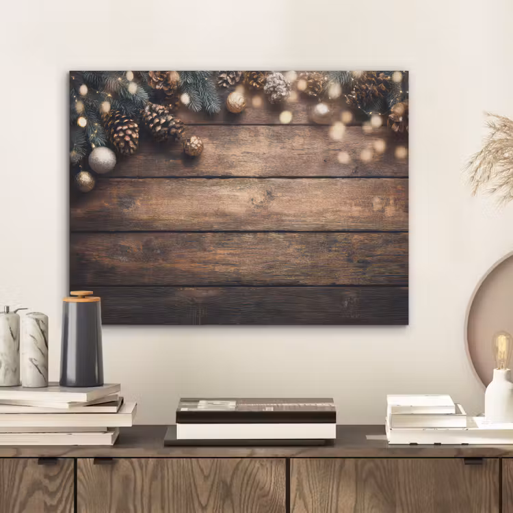 Kerstdecoratie - Houten - Dennenappel - Bruin PET vilt klein -sfeer1