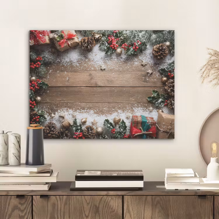 Kerstdecoratie - Geschenken - Hout - Veelkleurig PET vilt klein -sfeer1