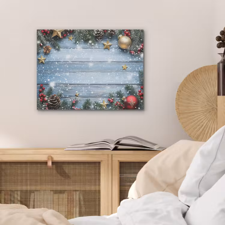 Kerstomlijsting - Sneeuw - Meerkleurig PET vilt klein -sfeer3