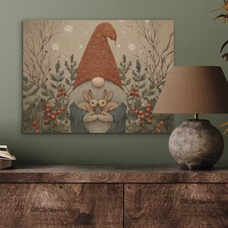 Kerstgnome - Konijntjes - Kleurrijk PET vilt klein -sfeer2