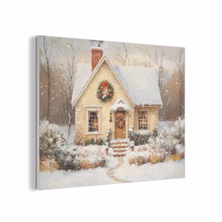 Kerst - Huis - Winter - Sneeuw PET vilt klein -3d