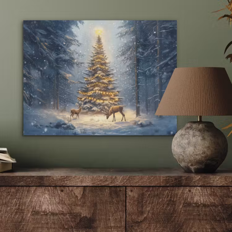 Kerstlicht - Woud - Hert - Donker PET vilt klein -sfeer2