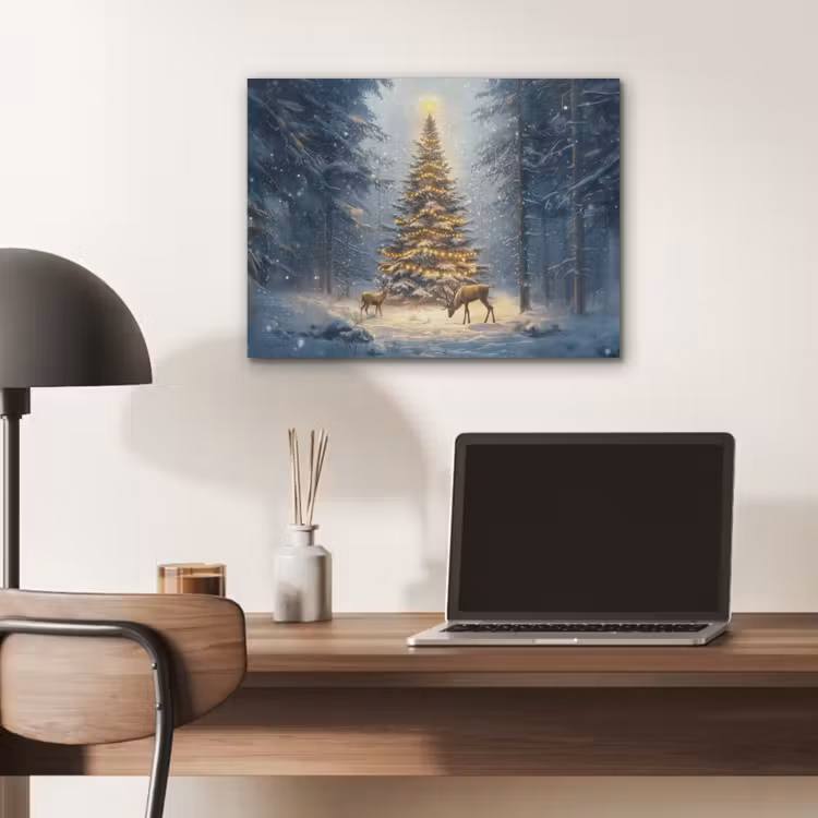 Kerstlicht - Woud - Hert - Donker PET vilt klein -sfeer5