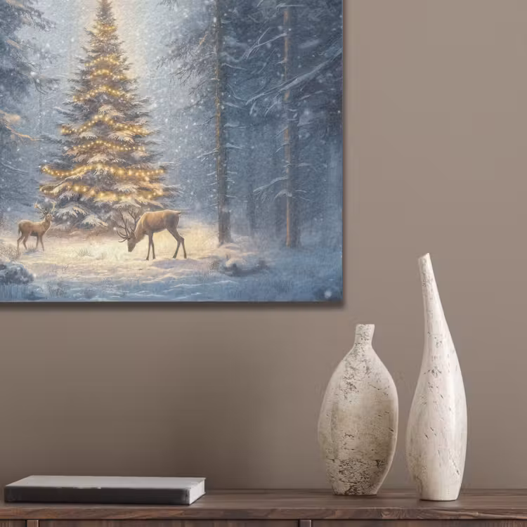 Kerstlicht - Woud - Hert - Donker PET vilt klein -sfeer6_closeup