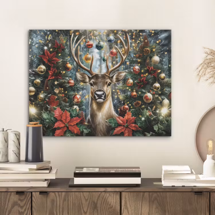 Kerstfeest - Dennenbos - Rood PET vilt klein -sfeer1