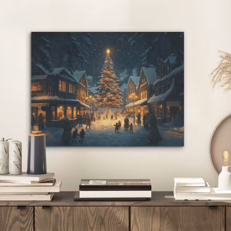 Kerstfeest - Dorp - Donker PET vilt klein -sfeer1
