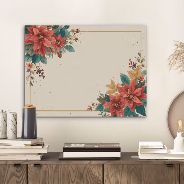 Kerst - Poinsettia - Omlijsting - Kleurrijk PET vilt klein -sfeer1