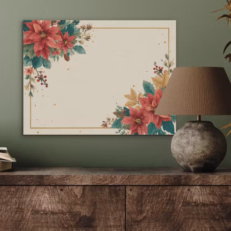 Kerst - Poinsettia - Omlijsting - Kleurrijk PET vilt klein -sfeer2