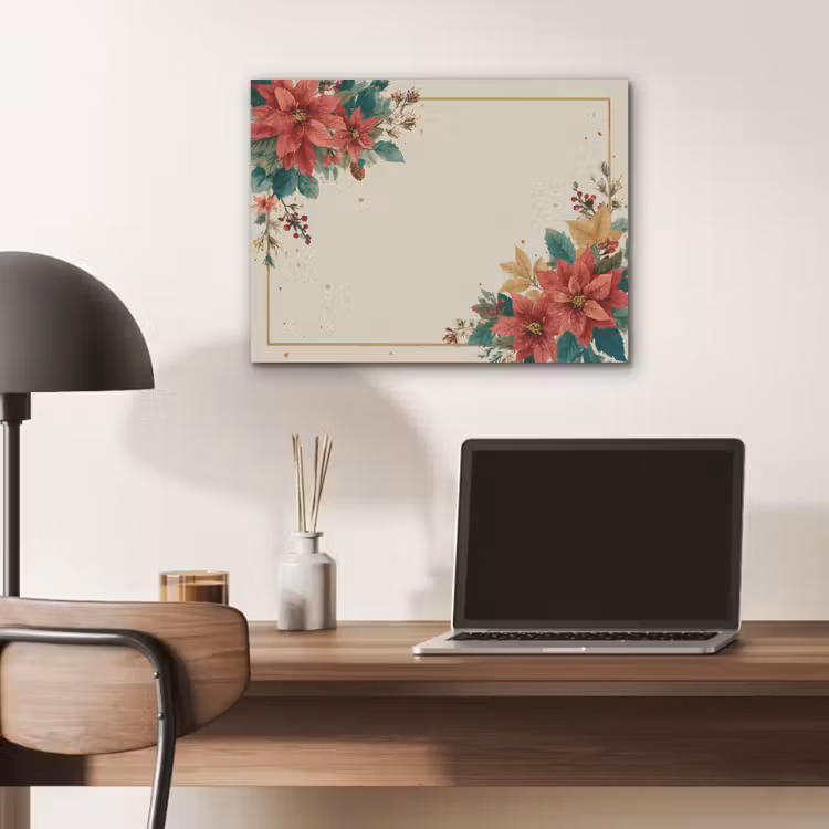 Kerst - Poinsettia - Omlijsting - Kleurrijk PET vilt klein -sfeer5