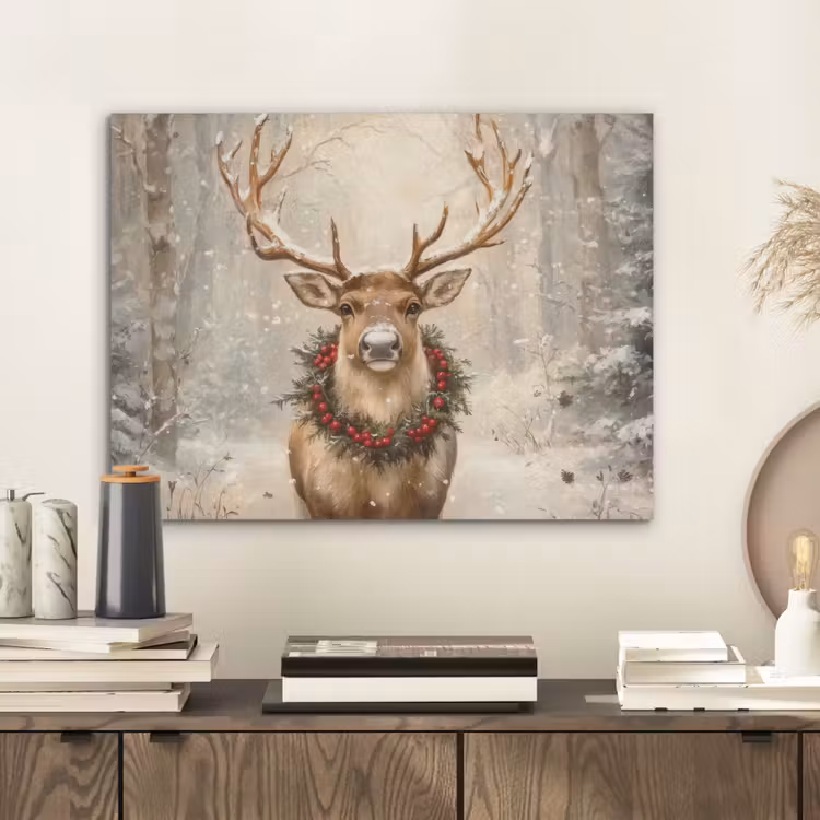 Kerst - Rendier - Winter - Krans PET vilt klein -sfeer1