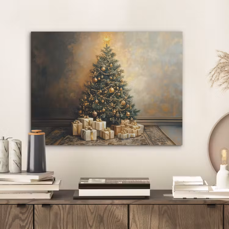 Kerstboom - Cadeaus - Goud PET vilt klein -sfeer1