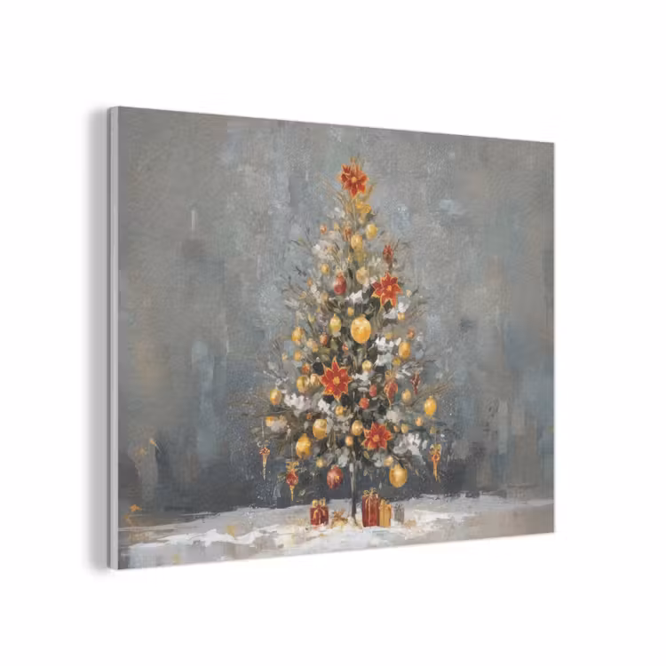Kerstboom - Cadeaus - Rood - Goud PET vilt klein -3d
