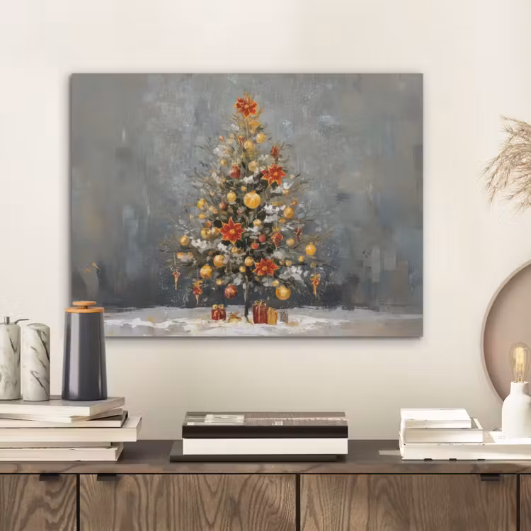 Kerstboom - Cadeaus - Rood - Goud PET vilt klein -sfeer1