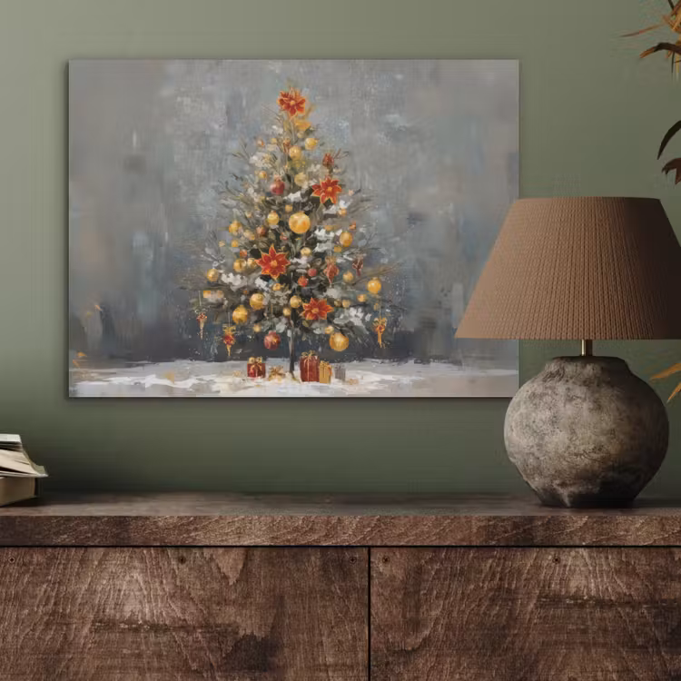 Kerstboom - Cadeaus - Rood - Goud PET vilt klein -sfeer2