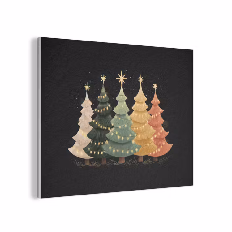 Kerstbomen - Kleurrijk - Lichtjes - Ster PET vilt klein -3d