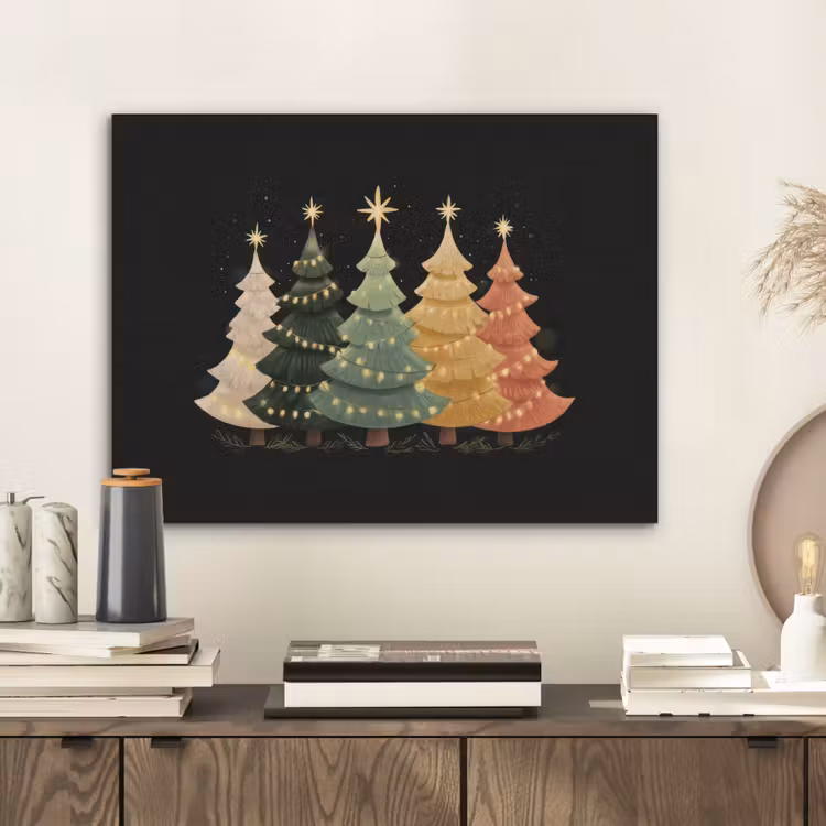 Kerstbomen - Kleurrijk - Lichtjes - Ster PET vilt klein -sfeer1