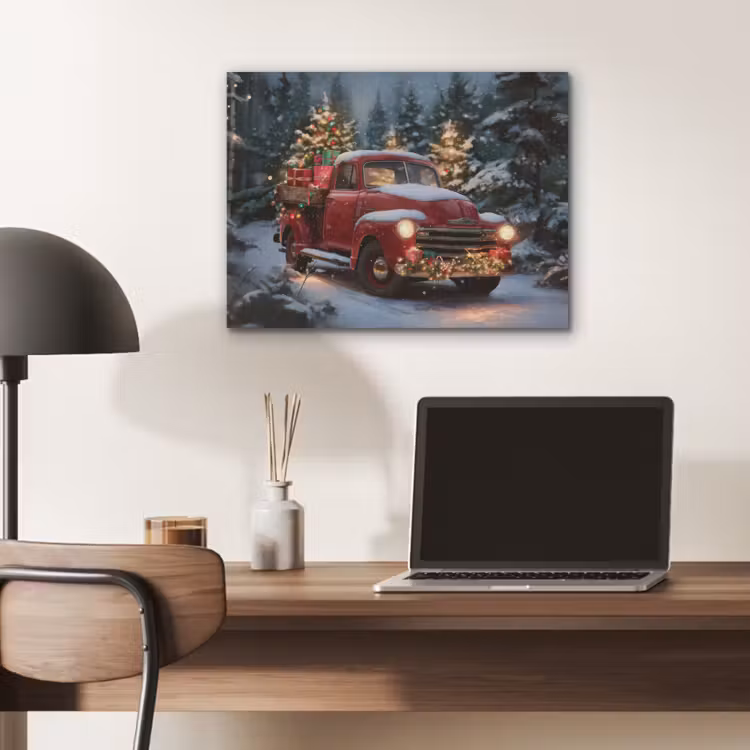 Kersttruck - Sneeuwbos - Rood PET vilt klein -sfeer5