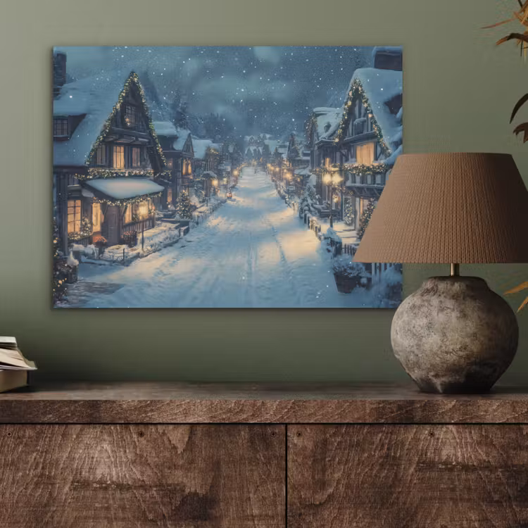 Kerstdorp - Kerst - Sneeuw - Winter PET vilt klein -sfeer2