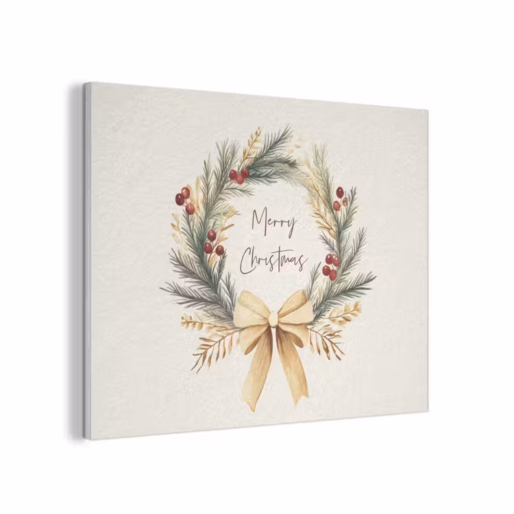 Kerstkrans - Kerst - Goud - Beige PET vilt klein -3d