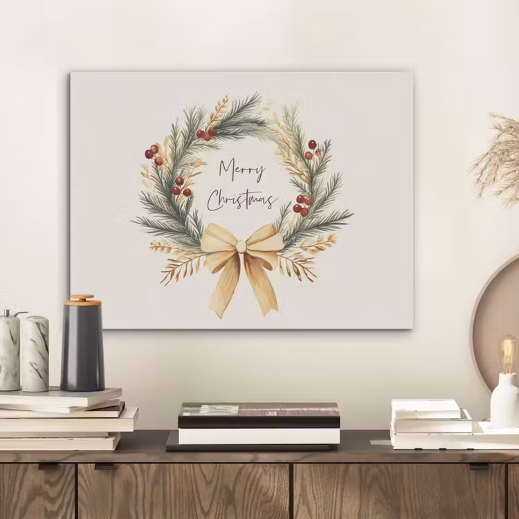 Kerstkrans - Kerst - Goud - Beige PET vilt klein -sfeer1