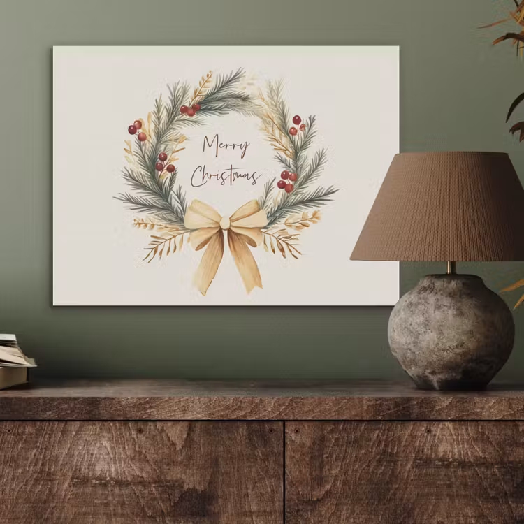 Kerstkrans - Kerst - Goud - Beige PET vilt klein -sfeer2