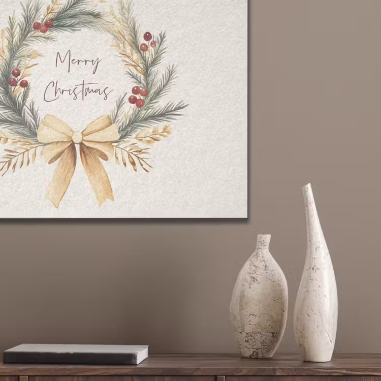 Kerstkrans - Kerst - Goud - Beige PET vilt klein -sfeer6_closeup