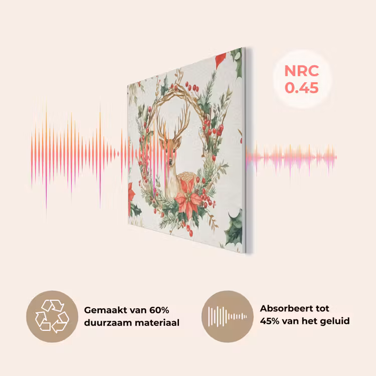 Kerstkrans - Hert - Hulst - Rood PET vilt klein -USP_NL