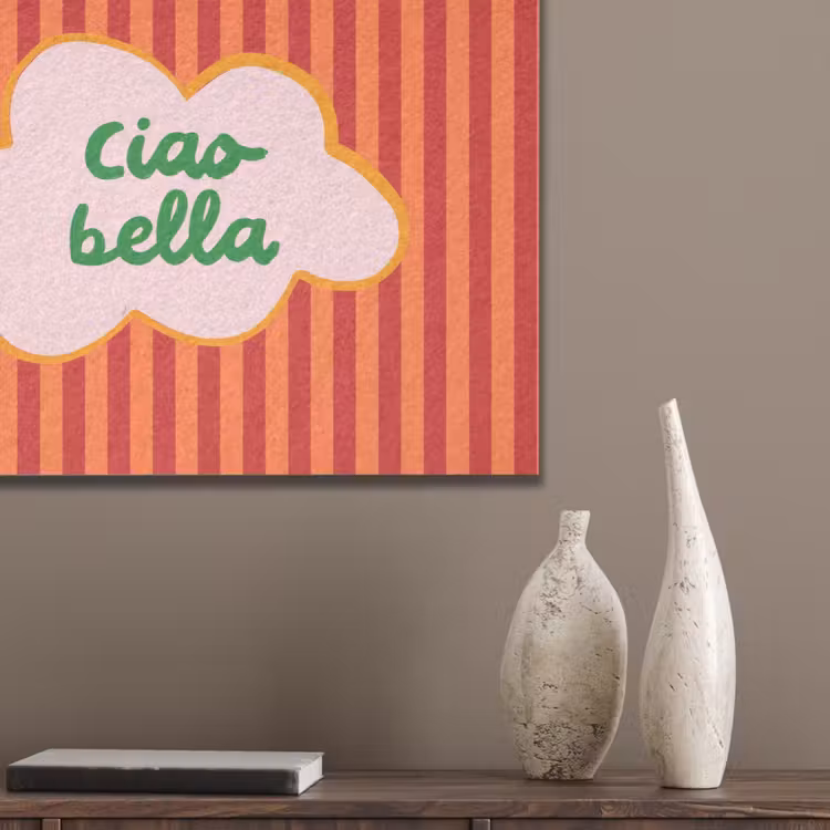 Ciao bella - Tekstwolk - Strepen - Oranje PET vilt klein -sfeer6_closeup