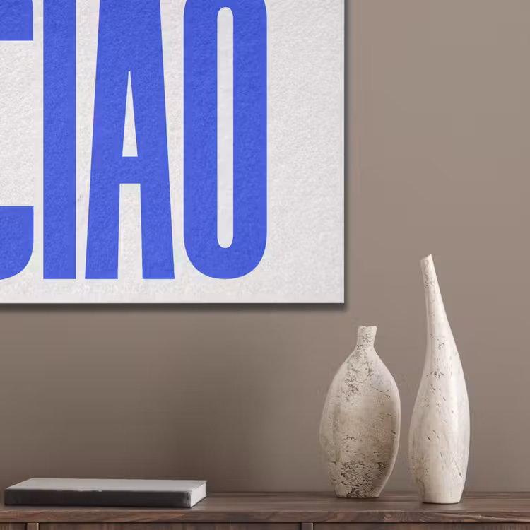 Ciao - Hoofdletters - Blauw - Minimalistisch PET vilt klein -sfeer6_closeup