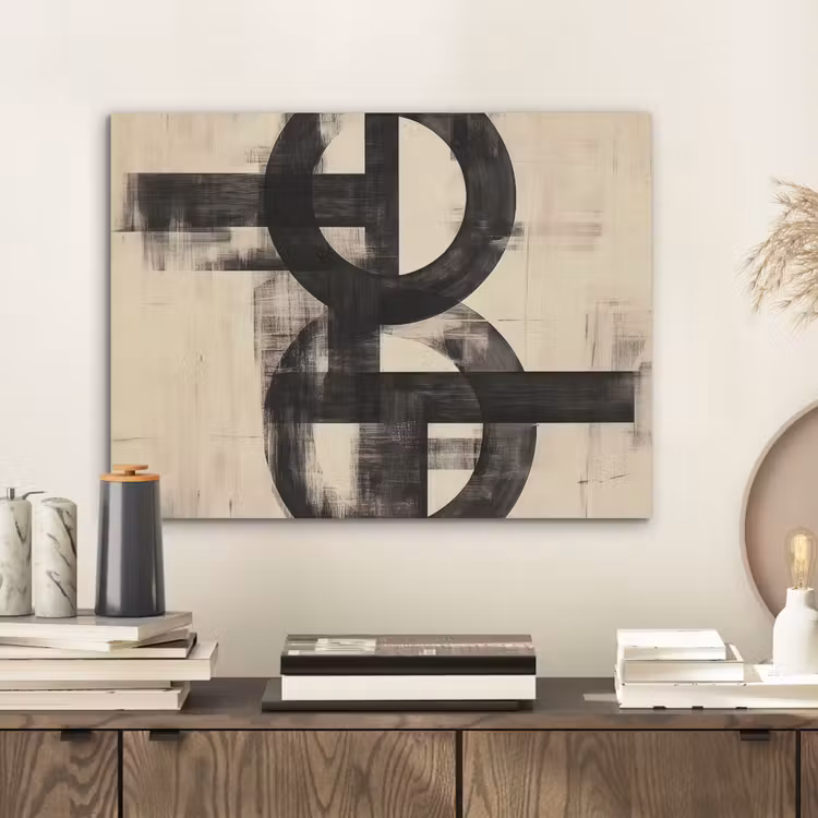 Cirkels - Balken - Zwart - Abstract PET vilt klein -sfeer1