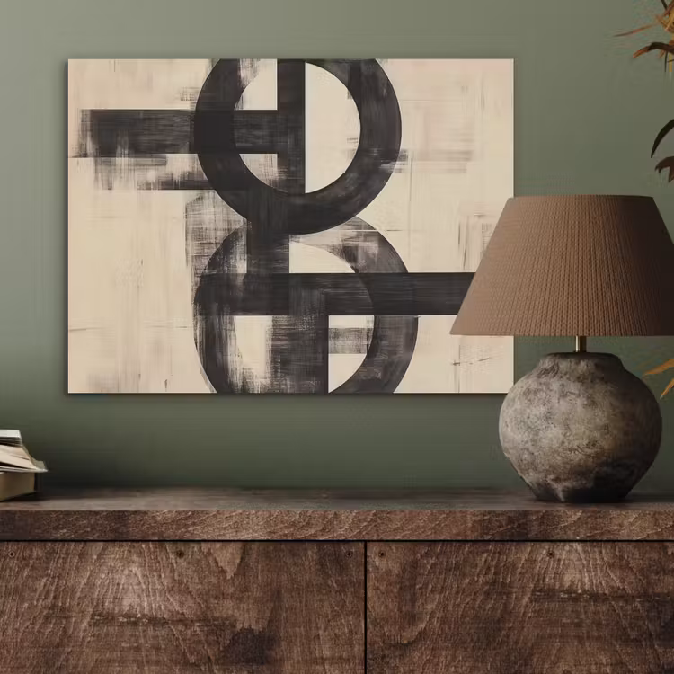Cirkels - Balken - Zwart - Abstract PET vilt klein -sfeer2