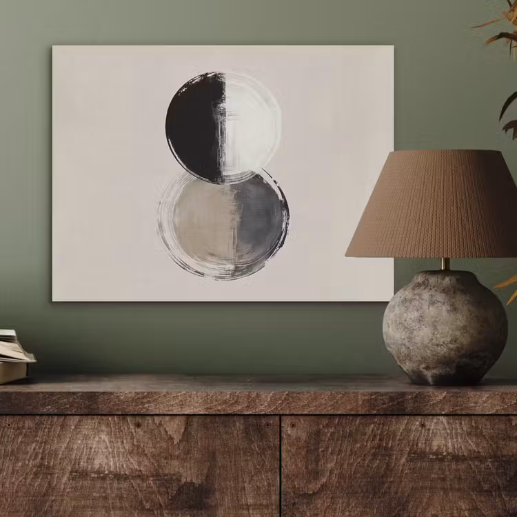 Cirkels - Strepen - Minimalistisch - Zwart PET vilt klein -sfeer2