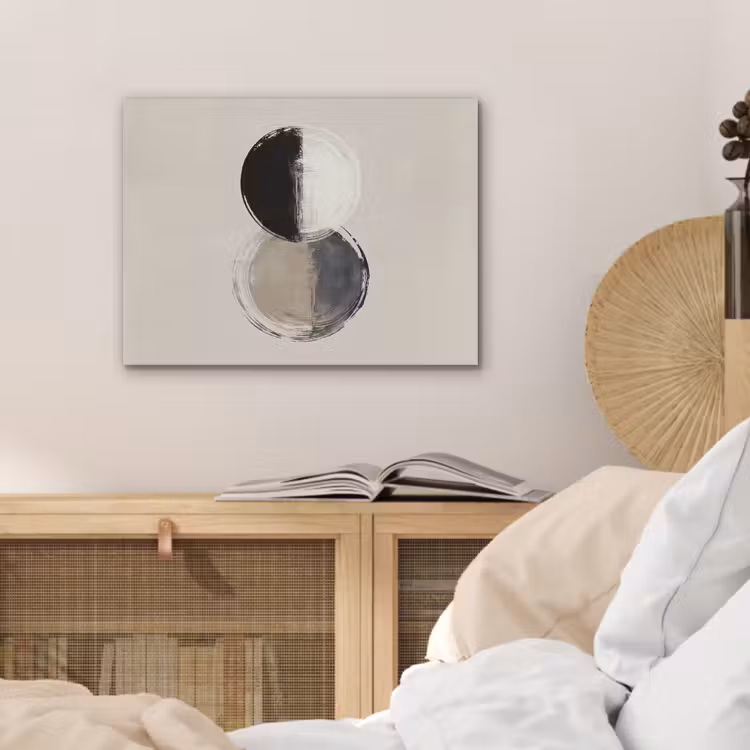 Cirkels - Strepen - Minimalistisch - Zwart PET vilt klein -sfeer3