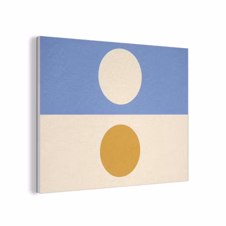 Cirkels - Symmetrisch - Wit - Blauw- Geel PET vilt klein -3d