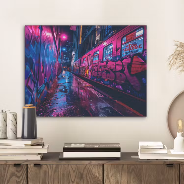 Stad - Neon - Nacht - Roze - Graffiti PET vilt klein -sfeer1