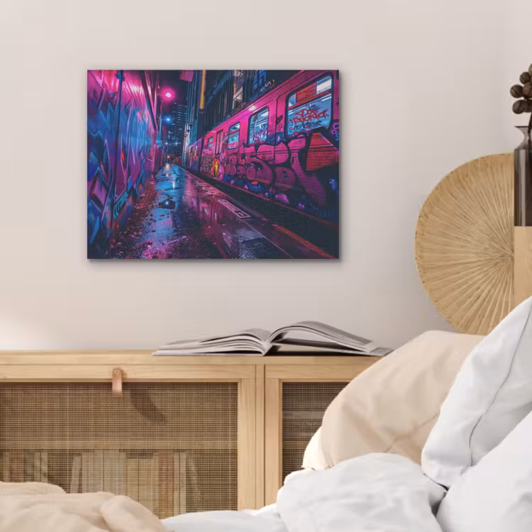Stad - Neon - Nacht - Roze - Graffiti PET vilt klein -sfeer3