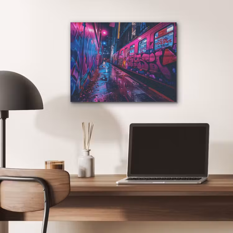 Stad - Neon - Nacht - Roze - Graffiti PET vilt klein -sfeer5