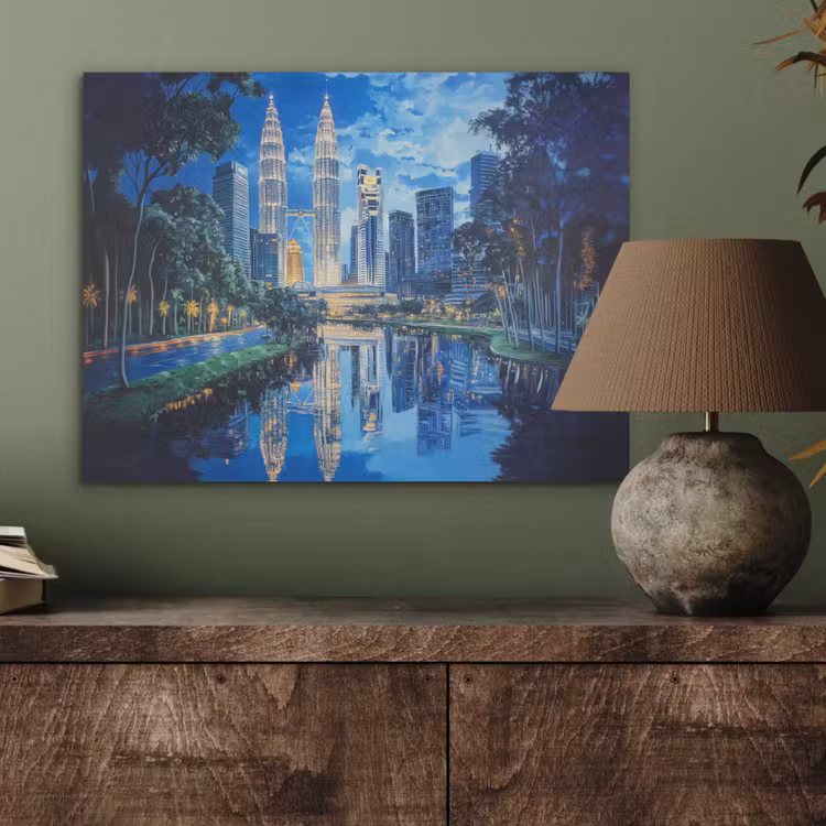 Stad Kuala Lumpur - Skyline - Wolkenkrabbers - Water PET vilt klein -sfeer2