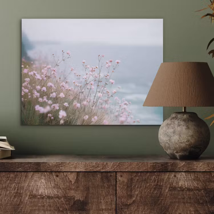 Klif - Bloemen - Zee - Roze PET vilt klein -sfeer2