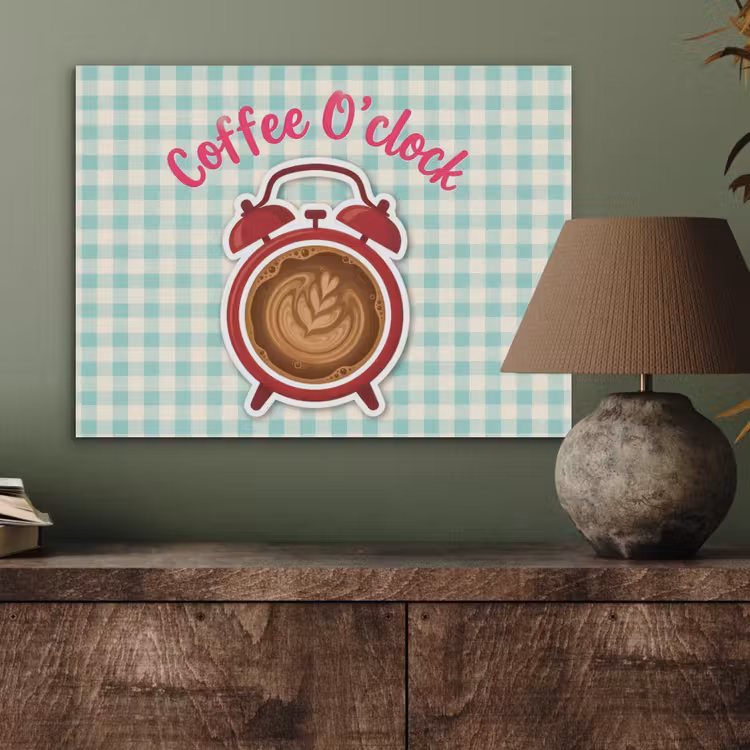Koffie - Klok - Groen PET vilt klein -sfeer2