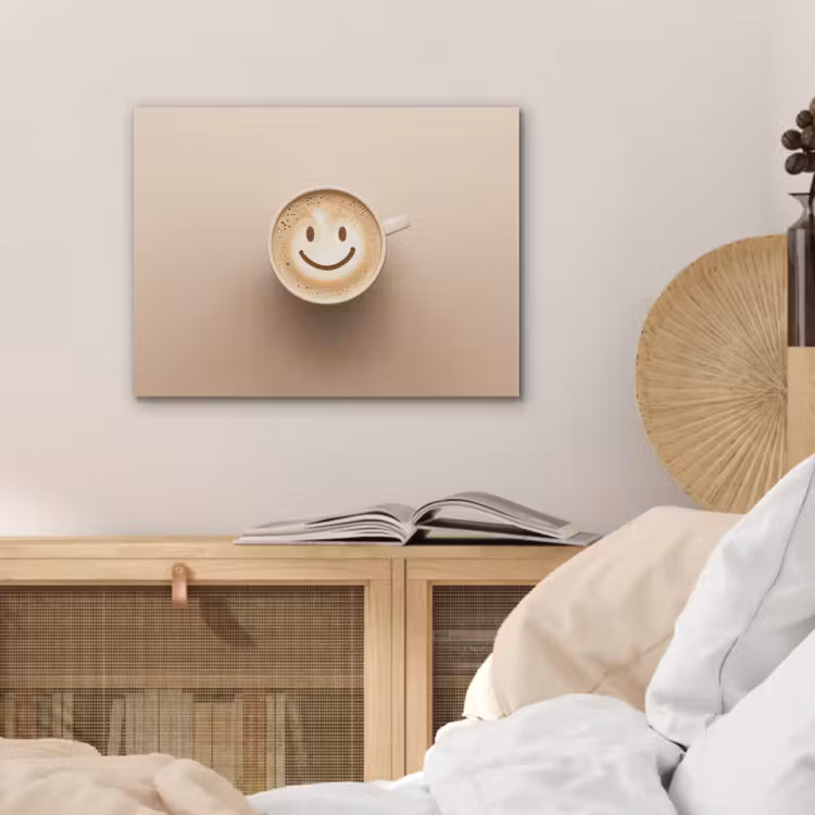 Koffie - Melkschuim - Lach - Beige PET vilt klein -sfeer3