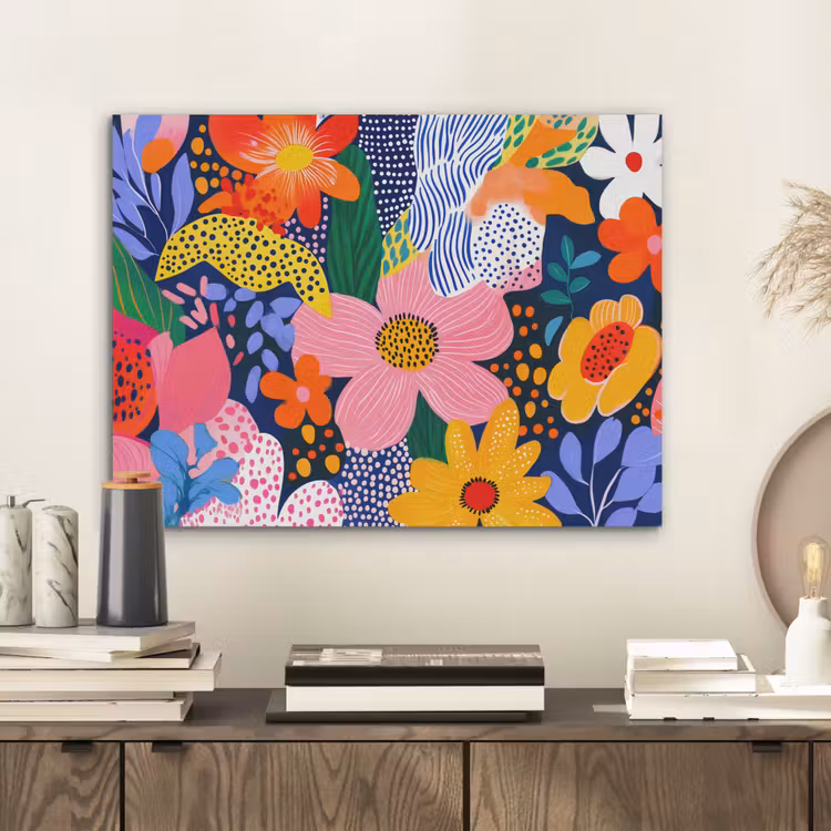 Kleurrijk - Bloemen - Abstract - Stippen PET vilt klein -sfeer1