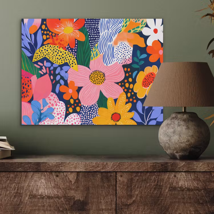 Kleurrijk - Bloemen - Abstract - Stippen PET vilt klein -sfeer2