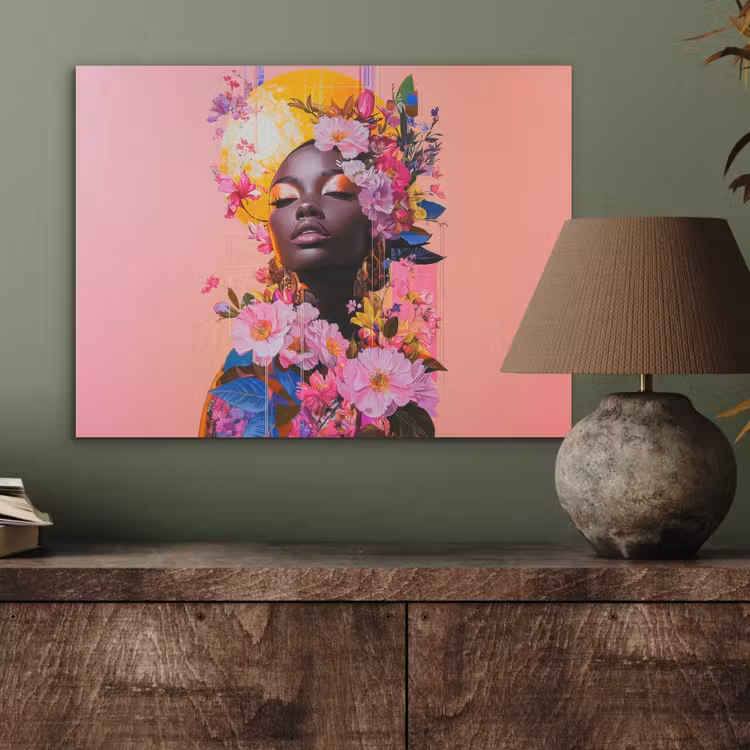 Kleurrijk - Bloemen - Vrouw - Zon PET vilt klein -sfeer2