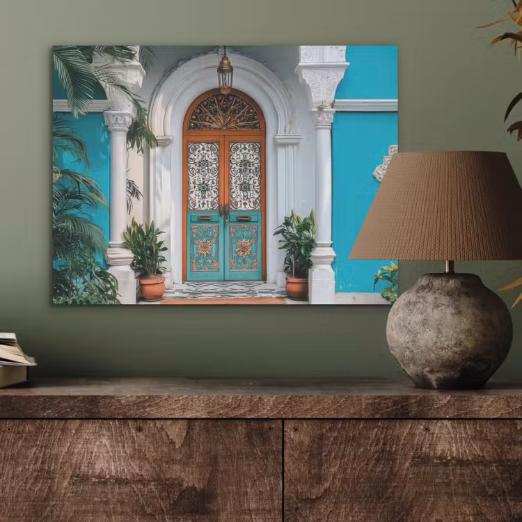 Zuilen - Sierlijke - Deur - Blauw PET vilt klein -sfeer2