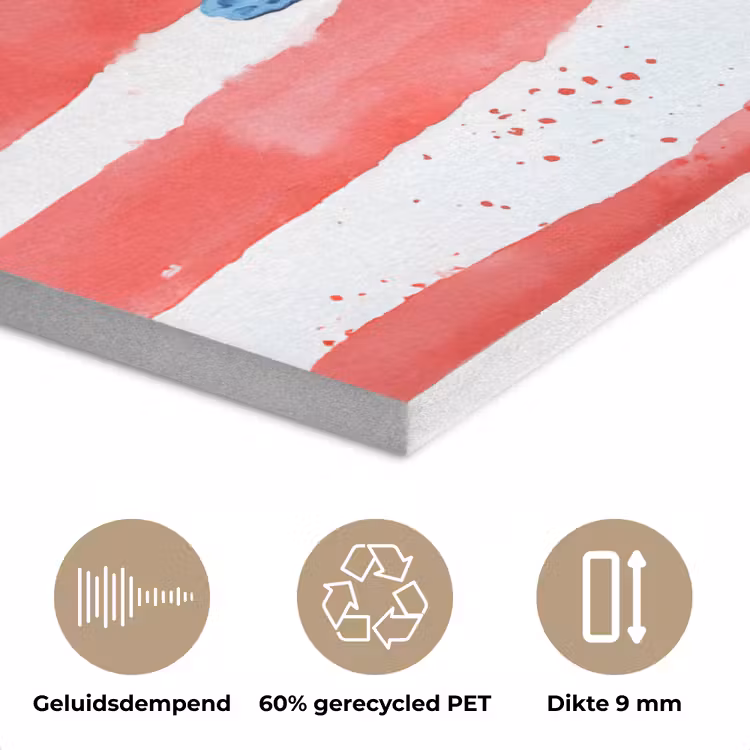Koraal - Verfstructuur - Rood - Blauw PET vilt klein -closeup_NL