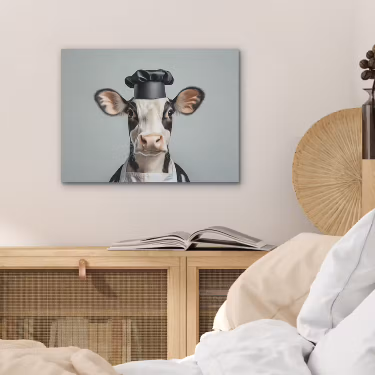 Koe - Zwart - Wit - Kok PET vilt klein -sfeer3